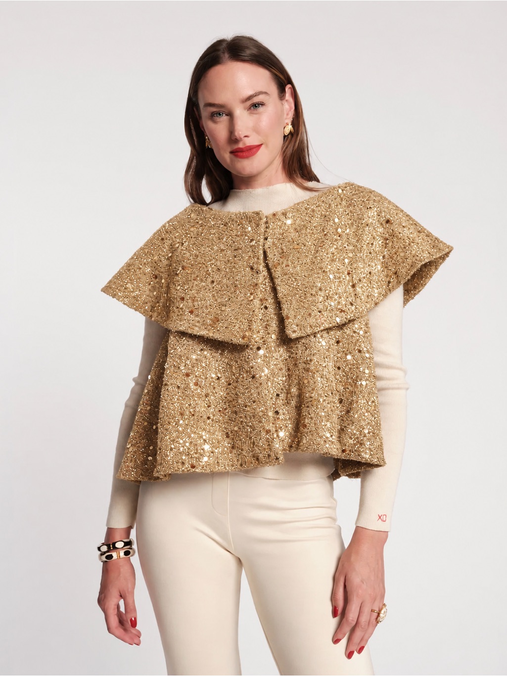 Nwt Frances Valentine Peyton Swing Jacket Se Gold In Brown Sz L